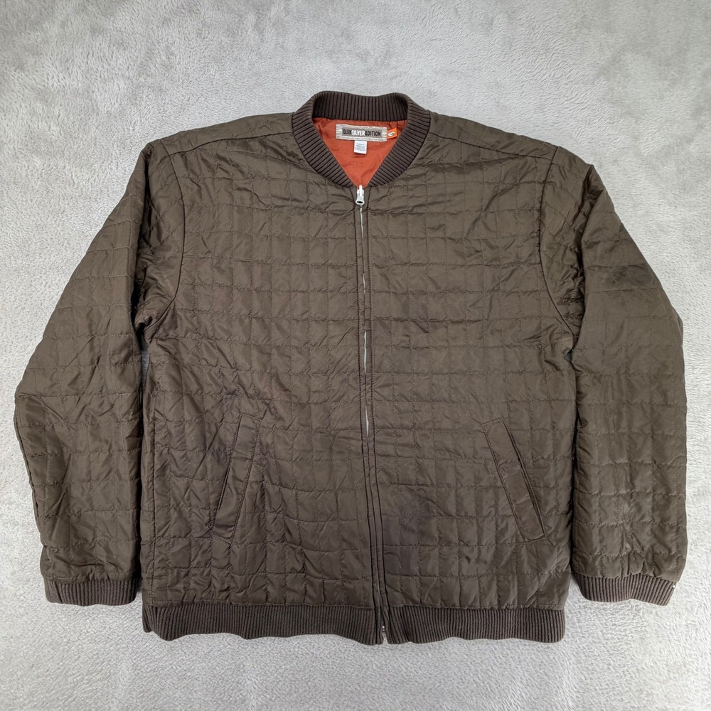 Quiksilver Edition Mens Small Brown Quilted Bomber Jacket Preowned Full Zip